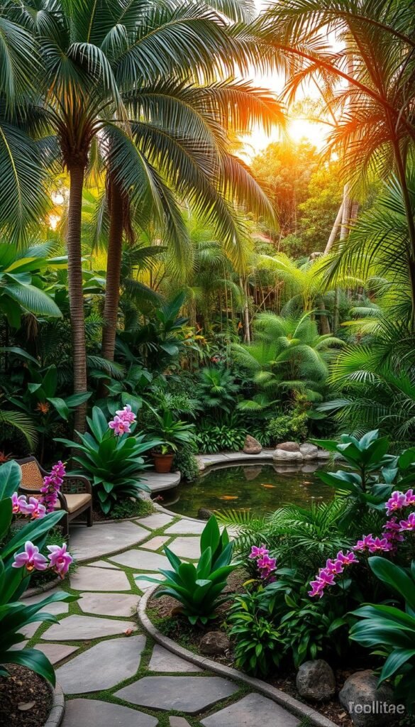 tropical jungle garden backyard retreat