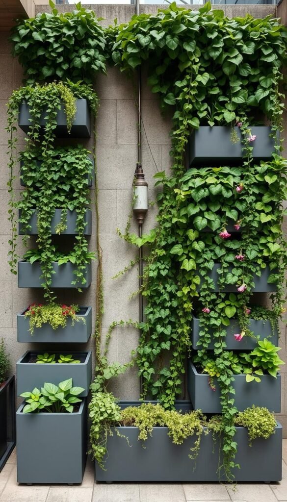 vertical garden design with modular planters